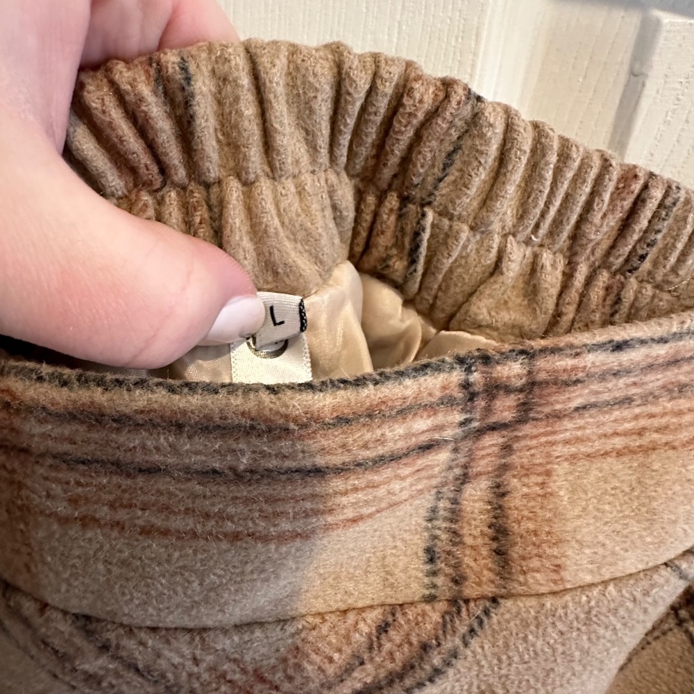 Plaid Flannel Skirt Camel Color Size Large - Picture 4 of 5